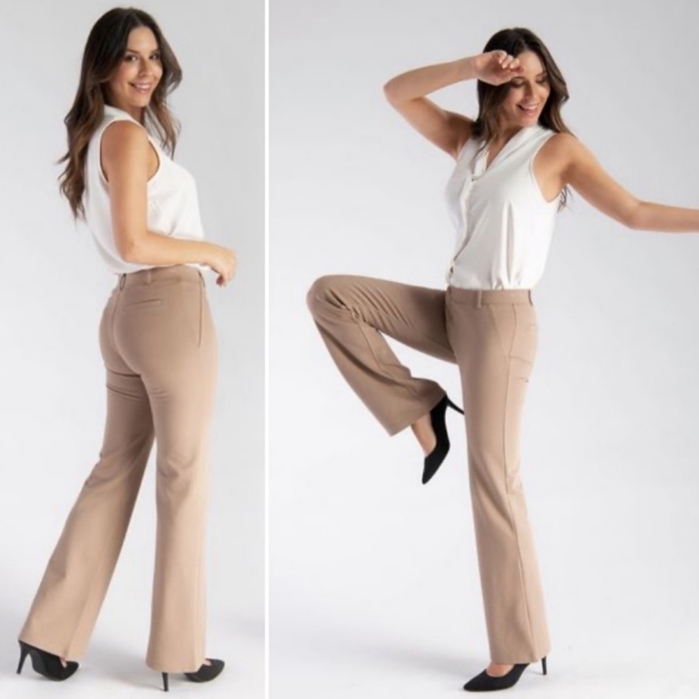 BETABRAND Dress Pant Yoga Pants Straight Leg Khaki Twill